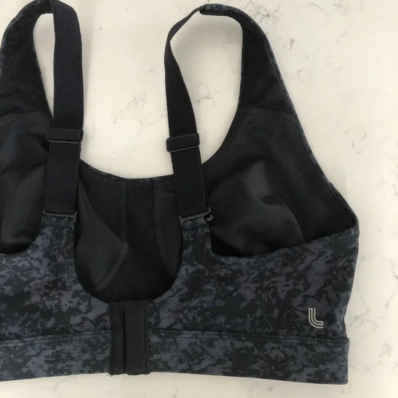 Lole Activewear Med/High Impact Moulded Cups Print Sports Bra Top Gray Blk Sz M - Picture 4 of 10